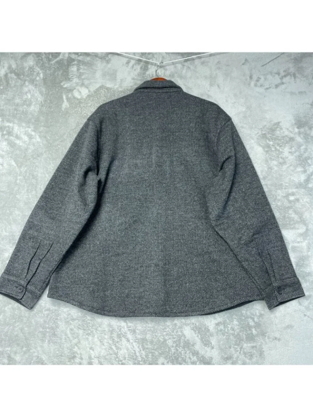 Banana Republic Men's XL Gray Button-Up Shacket Herringbone Pattern e1492